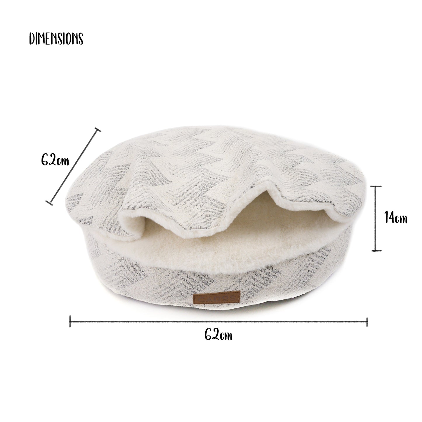CADoS Cosy Pod Bed Light Grey For Cats-Measurements