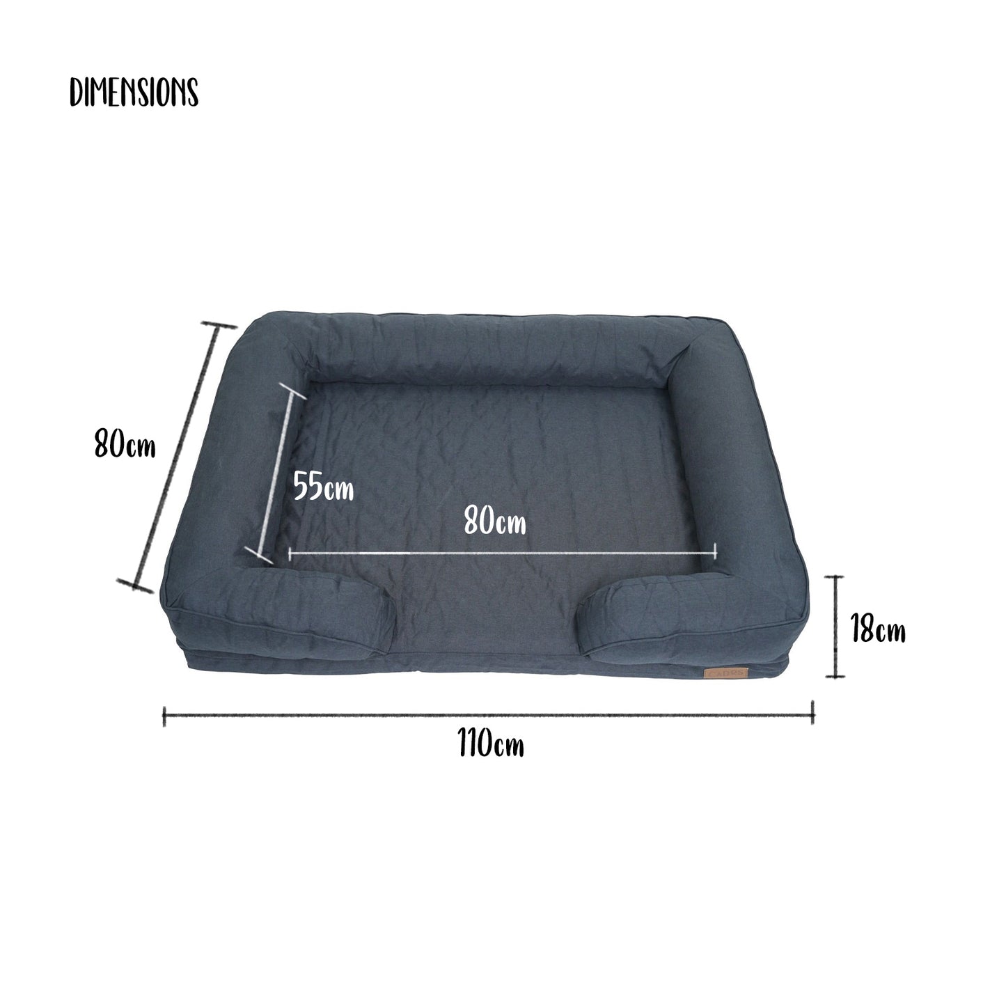 CADoS Easy Care Orthopaedic Support Mattress Charcoal Grey For Dogs-Dimensions