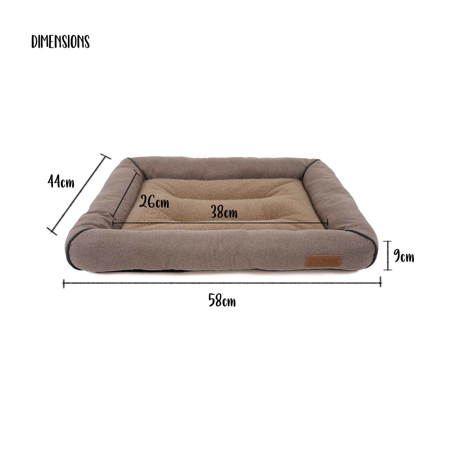 CADoS Fleecy Bolster Mat Bed Small Brown Bed For Cats-Measurements