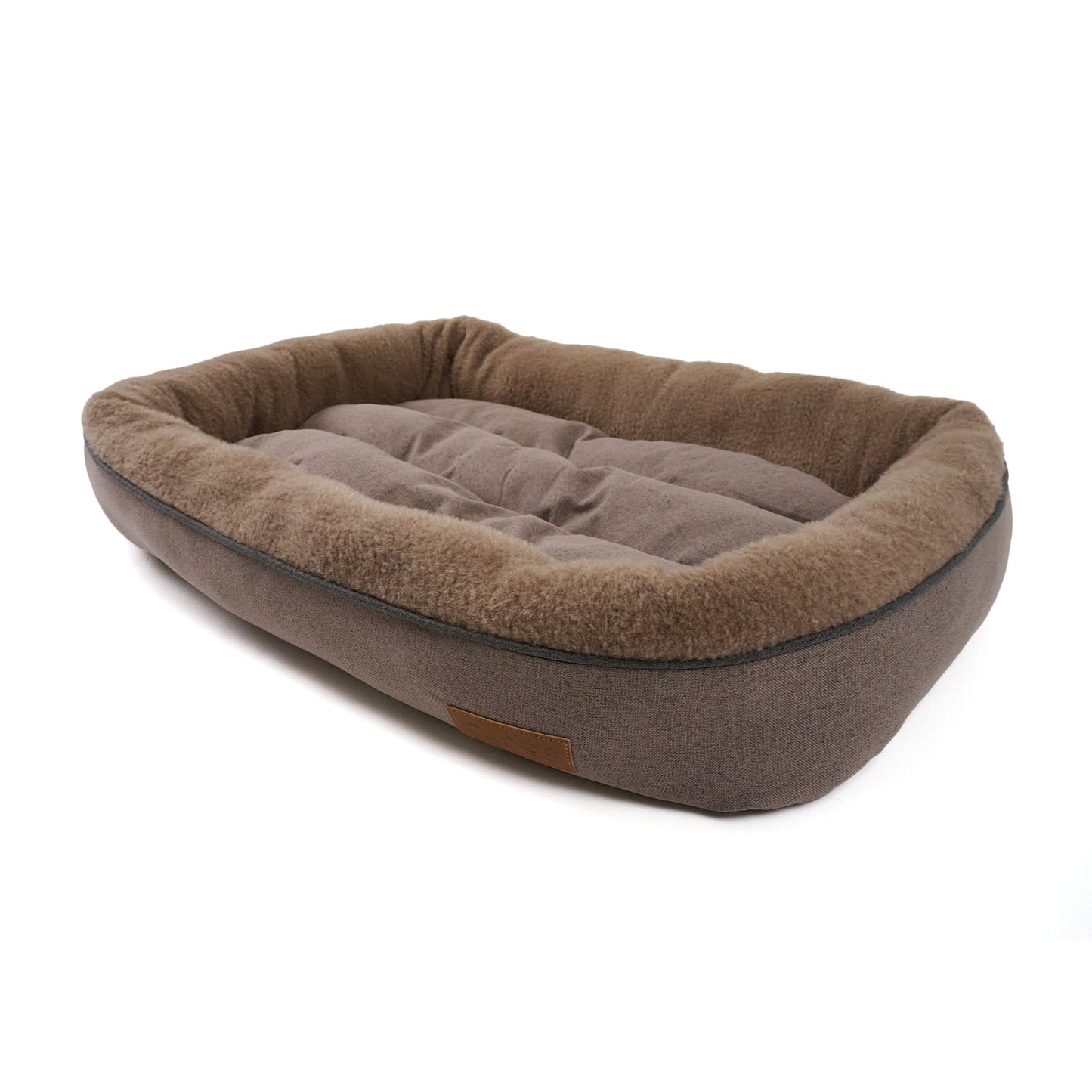CADoS Fleecy Bolster Padded Bed Small Mocha For Cats