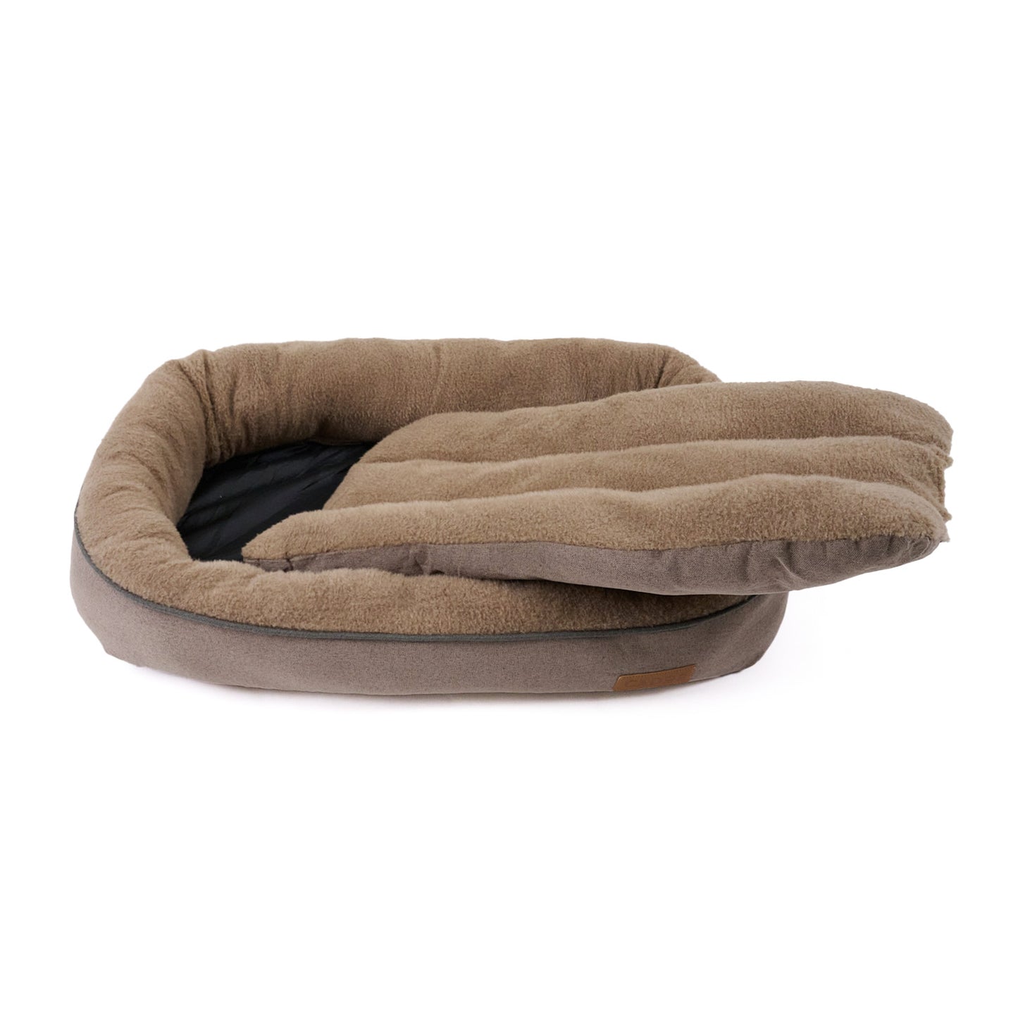 CADoS Fleecy Bolster Padded Bed Small Mocha For Cats