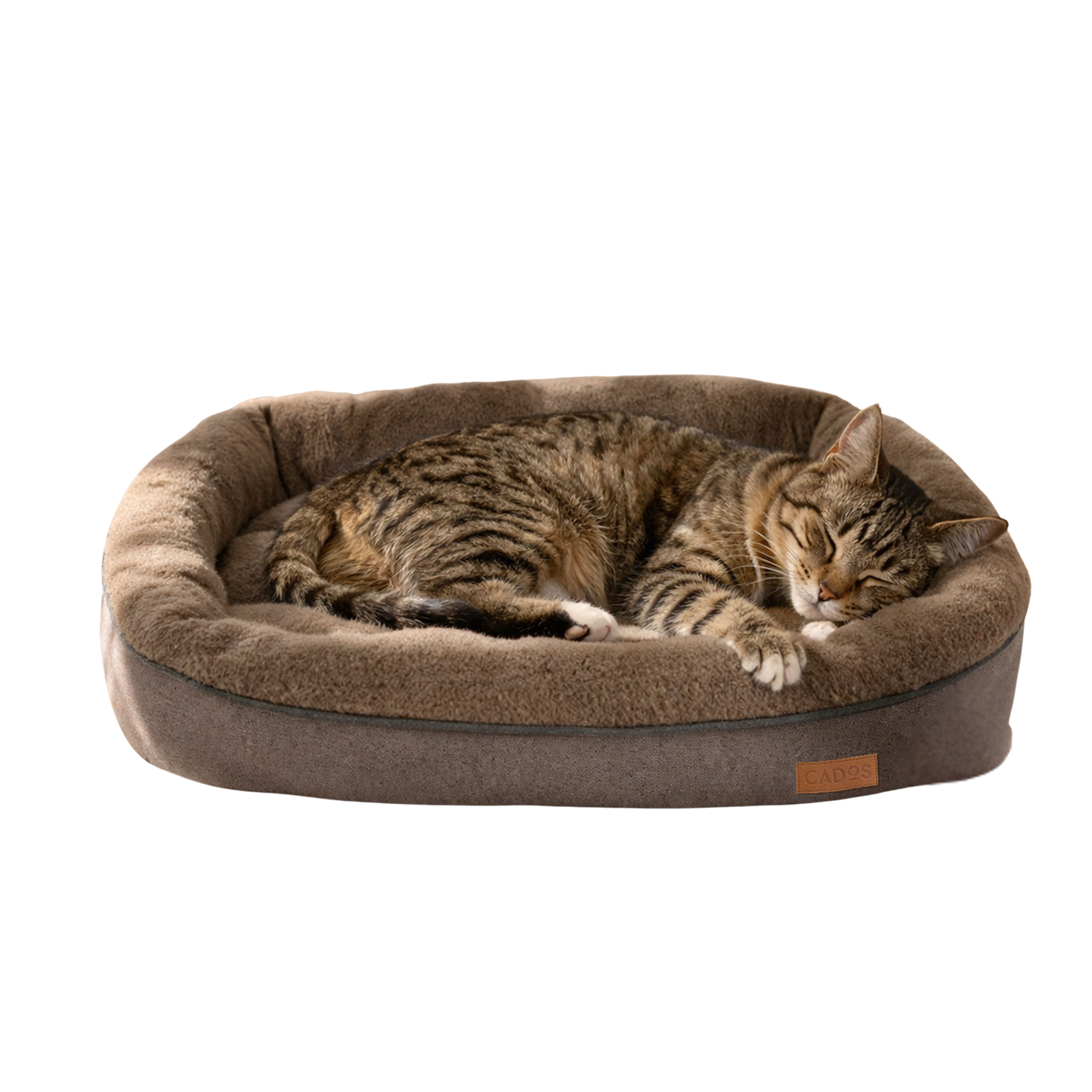 CADoS Fleecy Bolster Padded Bed Small Mocha For Cats